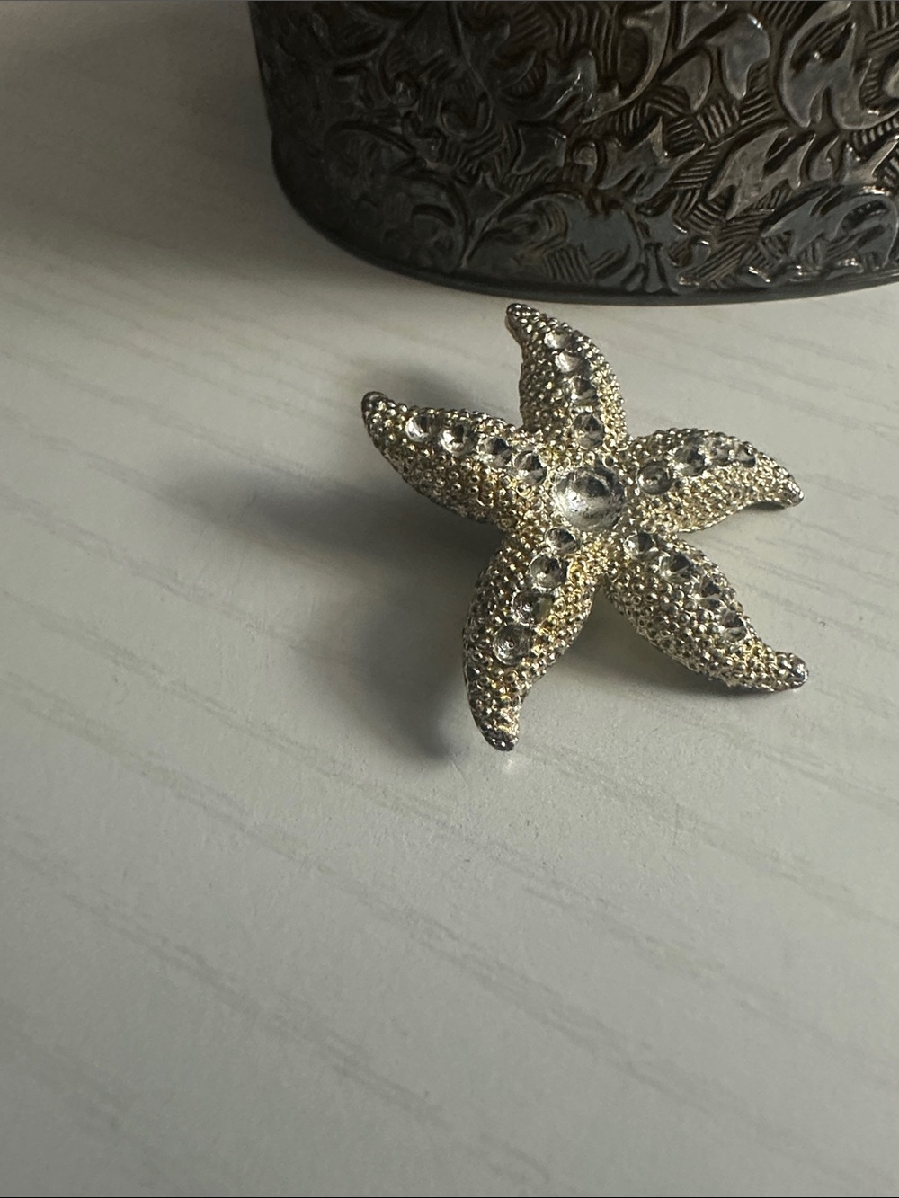 Gold-Tone Starfish Brooch with Rhinestones